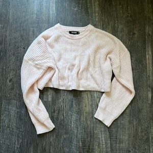 Pink cropped knitted sweater